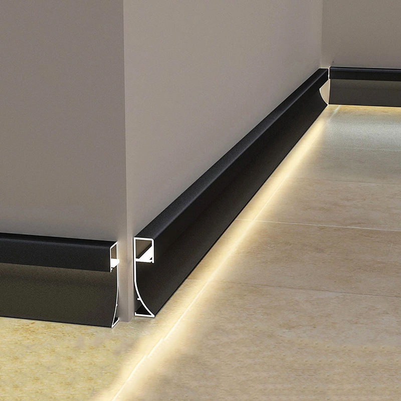 热销铝合金踢脚板配Led灯室内装饰工程地板配件8cm